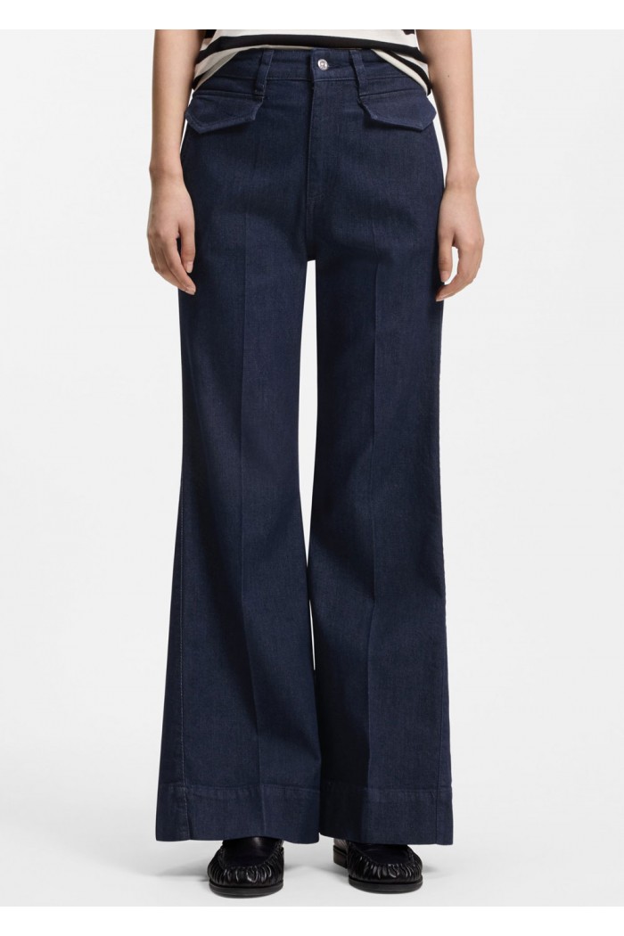 Flared jeans in blue Italian stretch denim