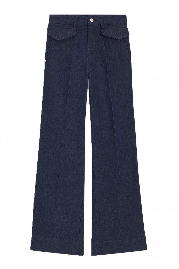 Flared jeans in blue Italian stretch denim