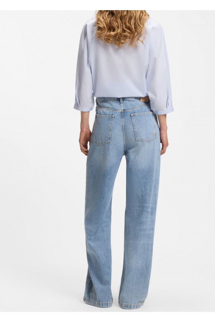 Wide-leg regular-fit jeans in light-blue denim