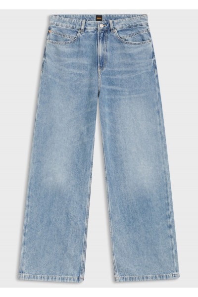 Wide-leg regular-fit jeans in light-blue denim