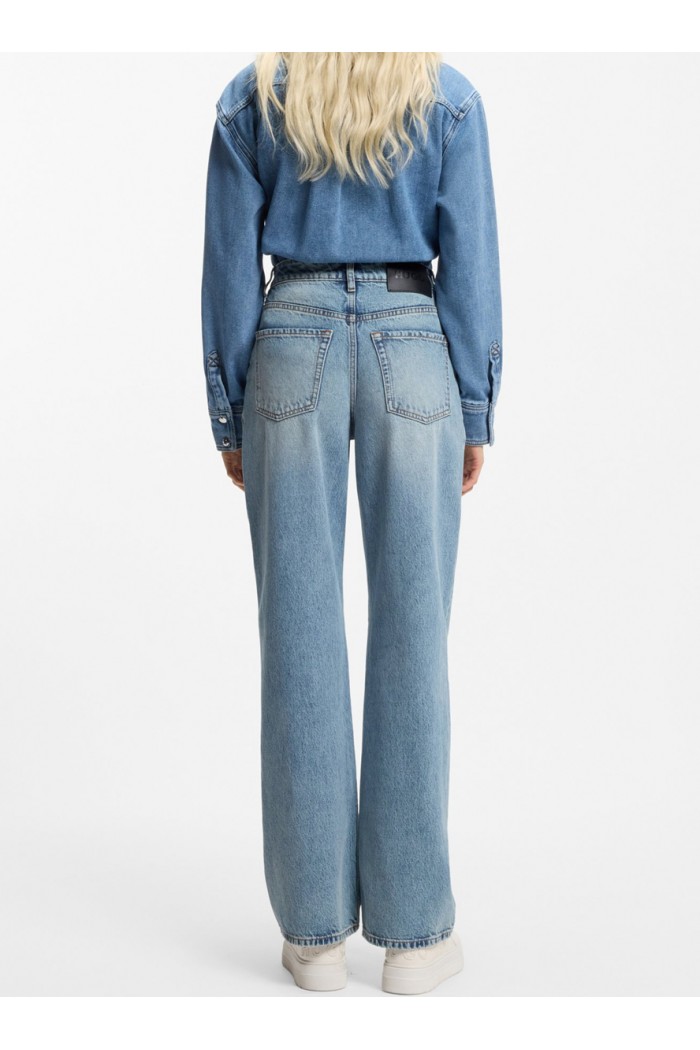 Wide-leg jeans in blue cotton denim