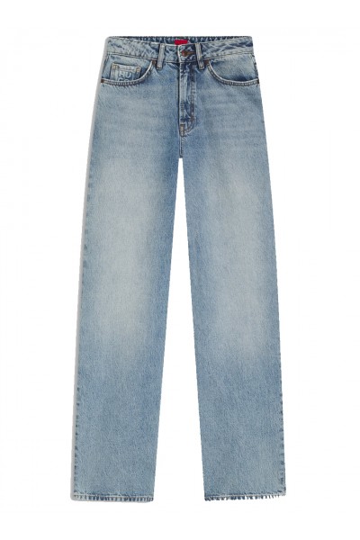 Wide-leg jeans in blue cotton denim