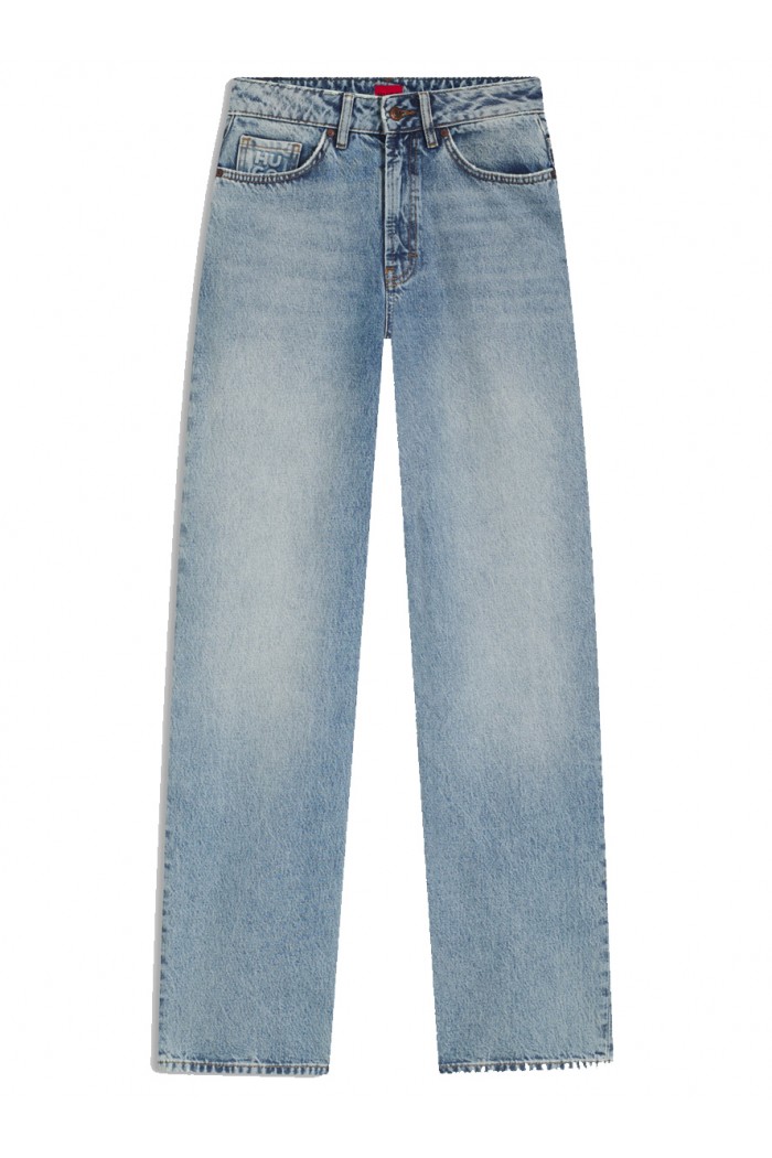 Wide-leg jeans in blue cotton denim