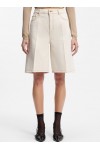 Wide-leg shorts in washed ecru denim
