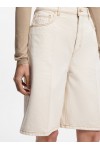 Wide-leg shorts in washed ecru denim