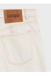 Wide-leg shorts in washed ecru denim