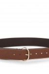 Leather belt with gold-tone buckle
