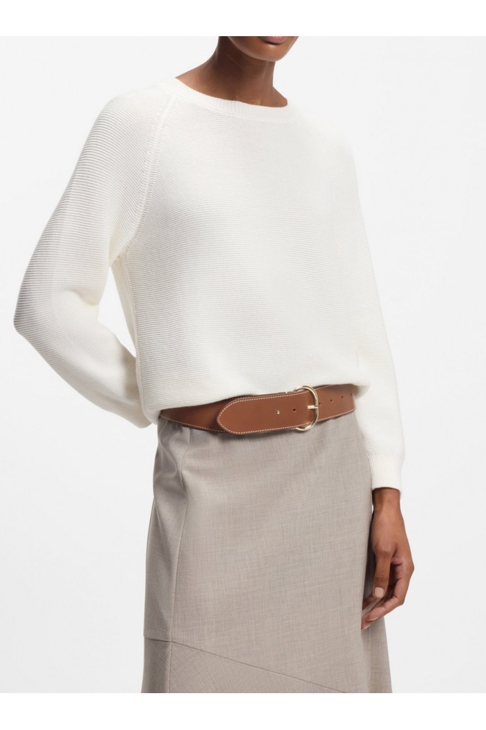 Leather belt with gold-tone buckle