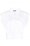 CROPPED SLEEVELESS WHITE SHIRT WITH SHOULDER PADS