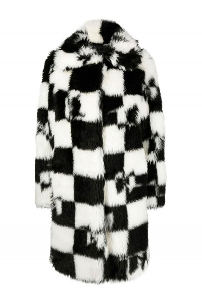 FAUX-FUR CHECKED COAT