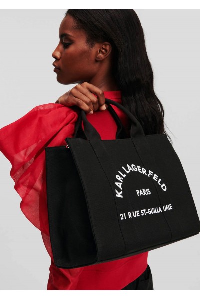RUE ST-GUILLAUME BLACK MEDIUM SQUARE TOTE BAG