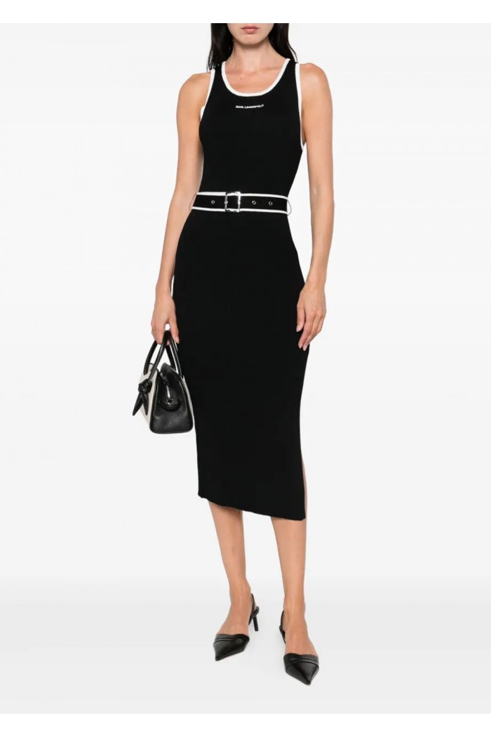 SLEEVELESS LOGO KNIT DRESS