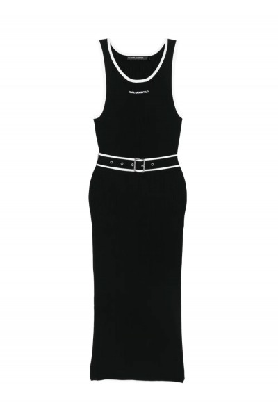 SLEEVELESS LOGO KNIT DRESS