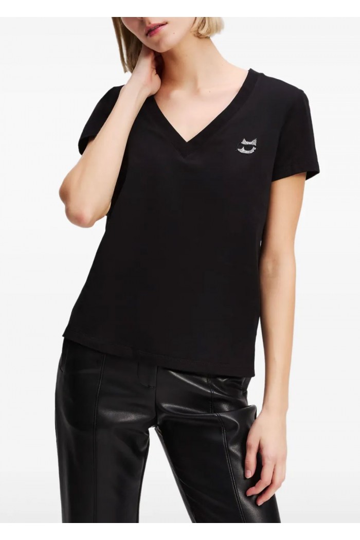 RHINESTONE IKON CHOUPETTE V-NECK T-SHIRT