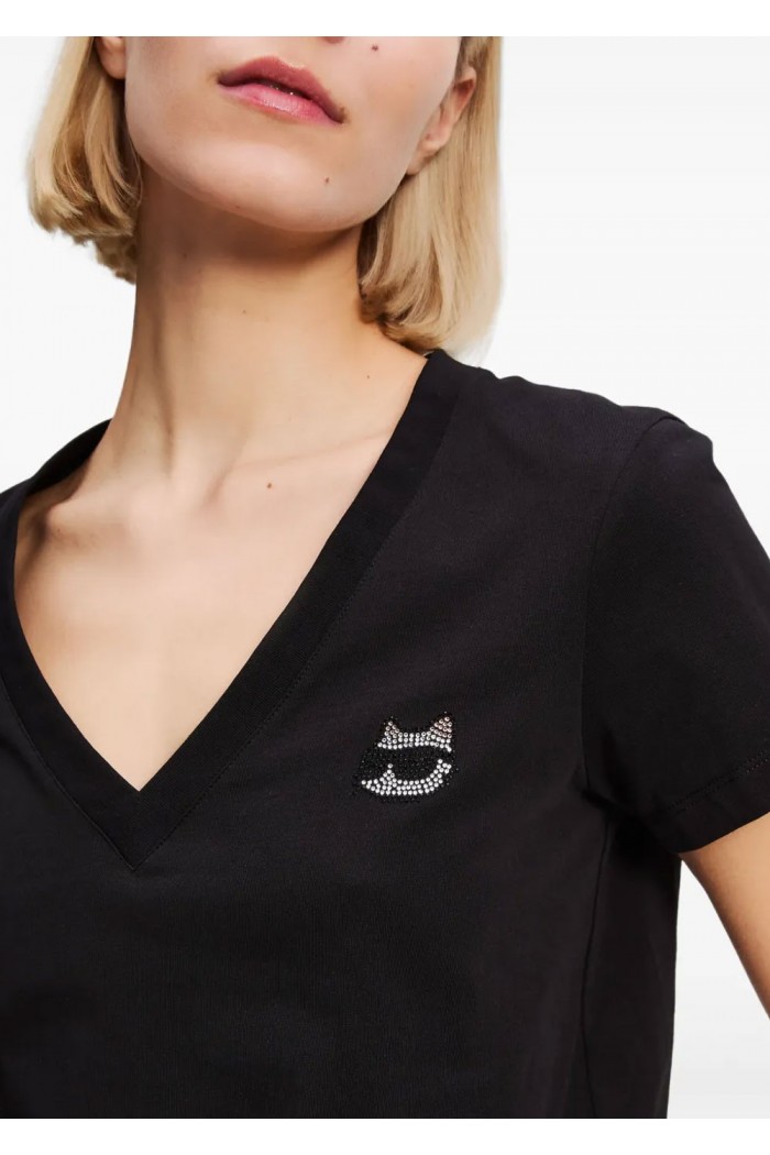 RHINESTONE IKON CHOUPETTE V-NECK T-SHIRT