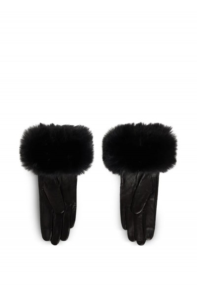 faux-fur leather gloves