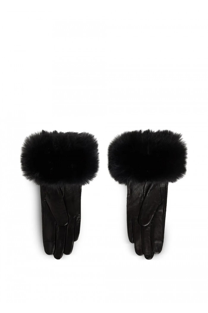 faux-fur leather gloves