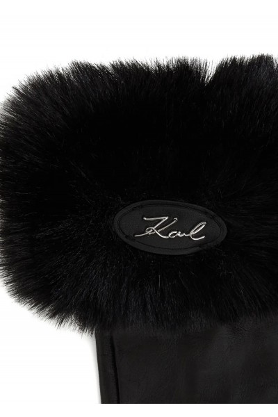 faux-fur leather gloves