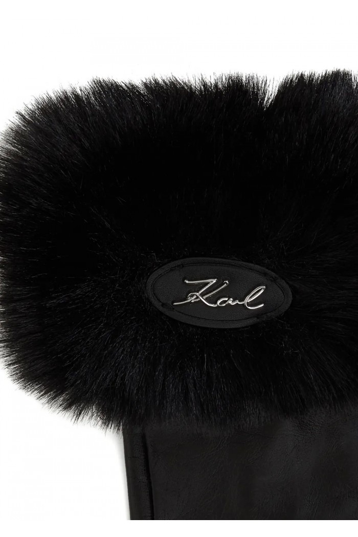 faux-fur leather gloves
