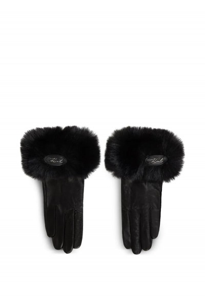 faux-fur leather gloves
