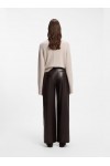 Wide-leg pants in faux leather