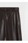 Wide-leg pants in faux leather