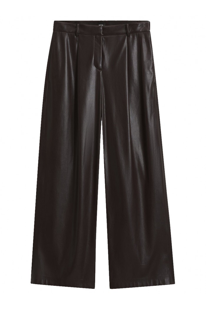 Wide-leg pants in faux leather