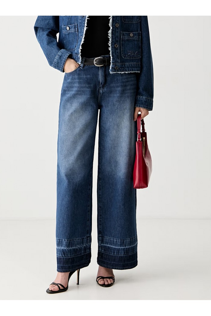 Hem Detail Denim Pants