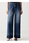 Hem Detail Denim Pants