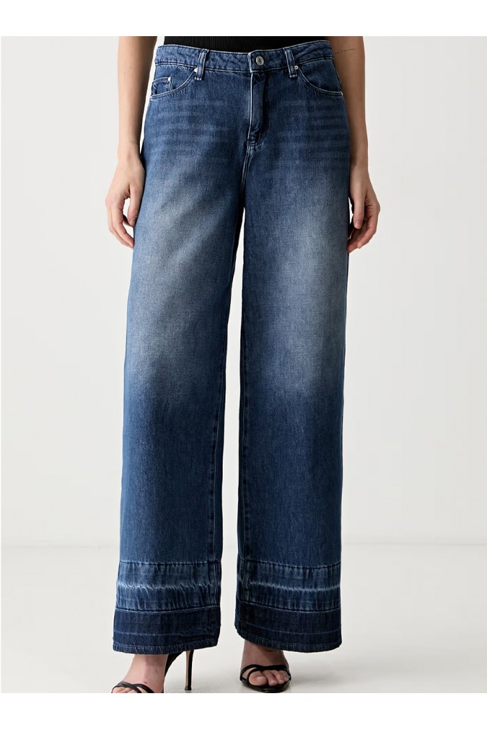 Hem Detail Denim Pants