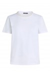 Faux-pearl neck T-shirt