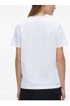 Faux-pearl neck T-shirt