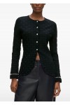 Faux-pearl detail knit cardigan