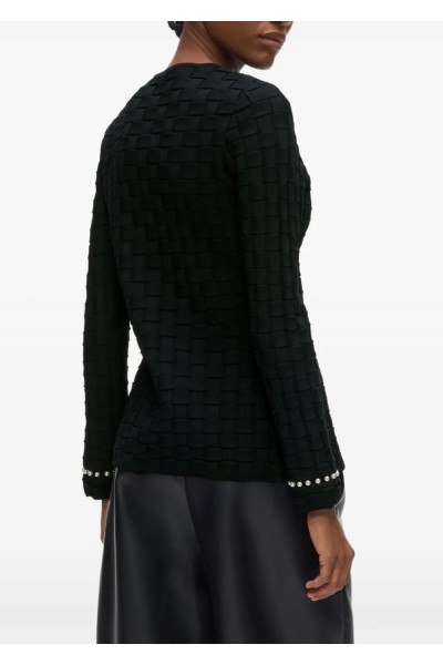 Faux-pearl detail knit cardigan