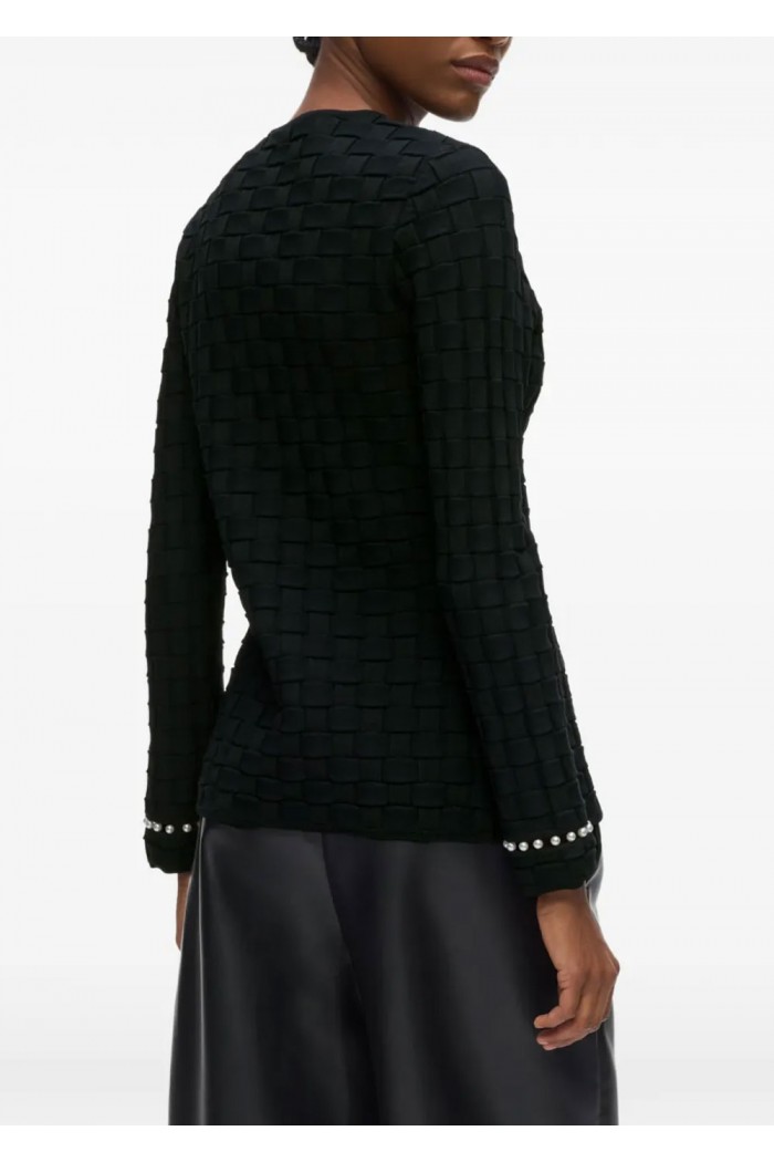 Faux-pearl detail knit cardigan
