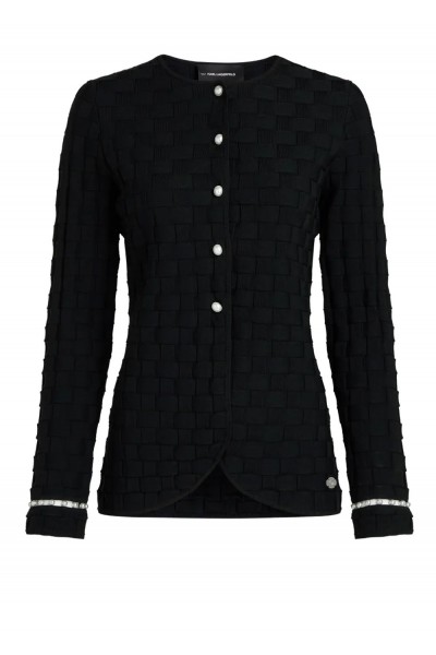 Faux-pearl detail knit cardigan