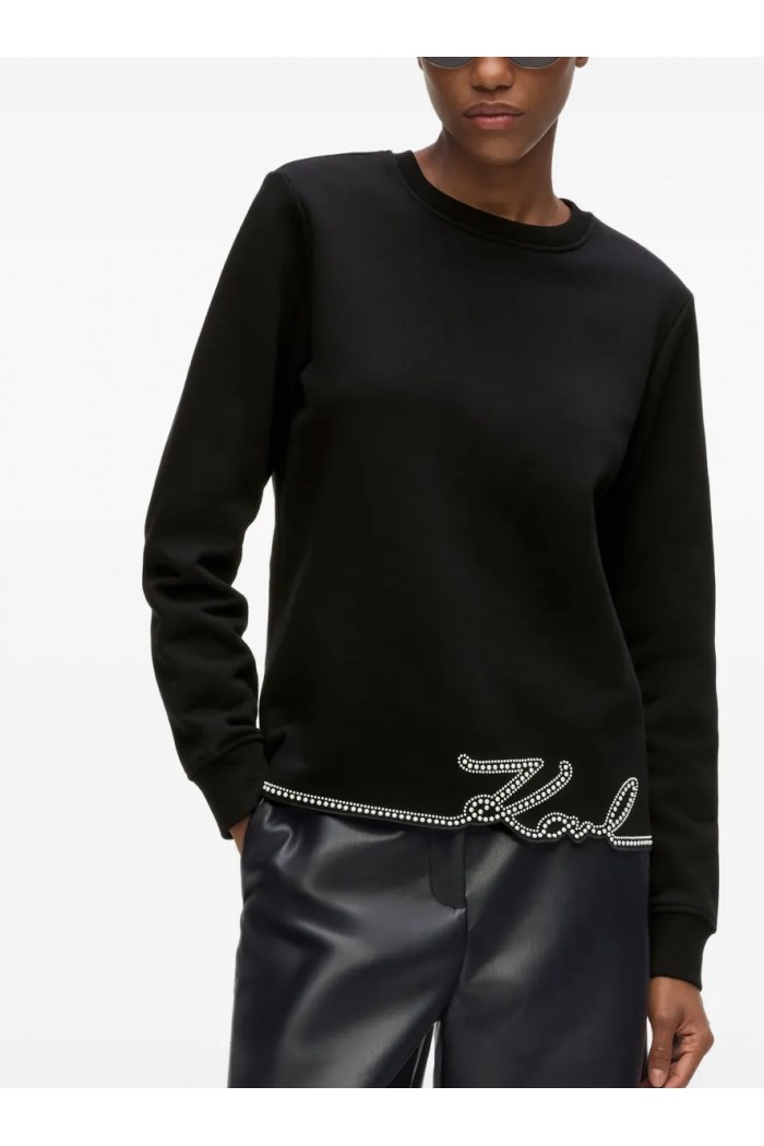 Signature faux-pearl hem sweatshirt
