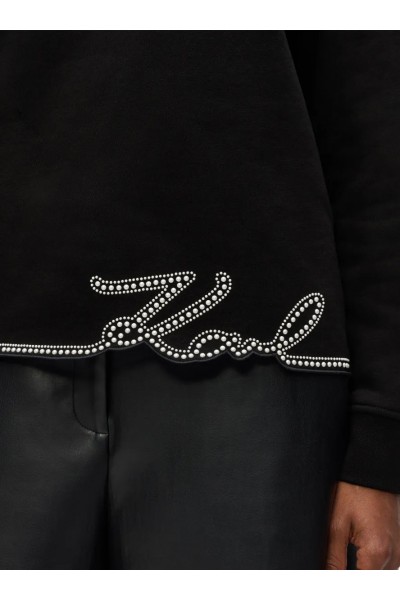 Signature faux-pearl hem sweatshirt