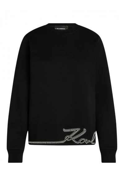 Signature faux-pearl hem sweatshirt