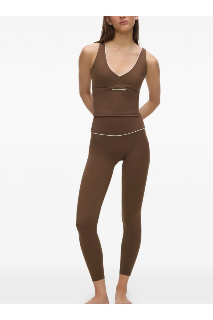 Contrast piping athleisure leggings