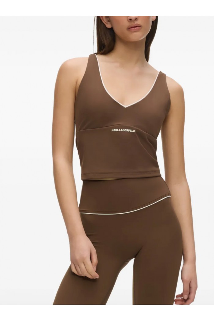Contrast piping athleisure tank top