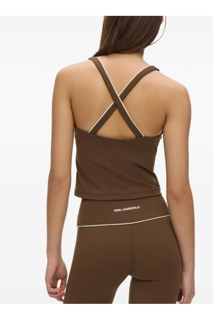 Contrast piping athleisure tank top