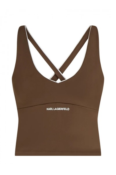 Contrast piping athleisure tank top