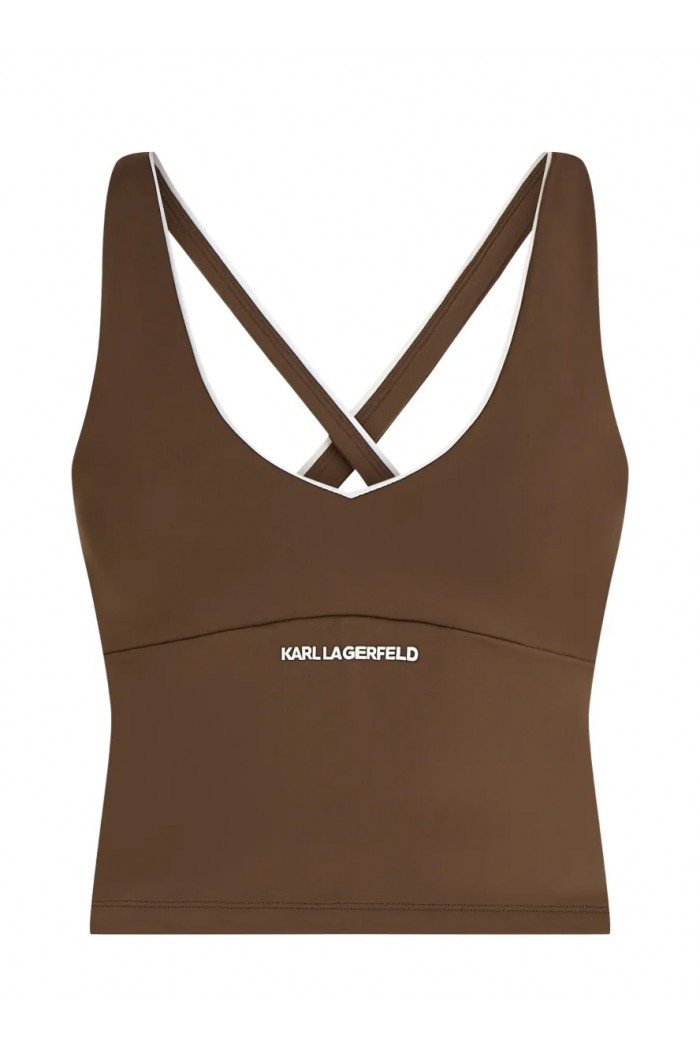Contrast piping athleisure tank top