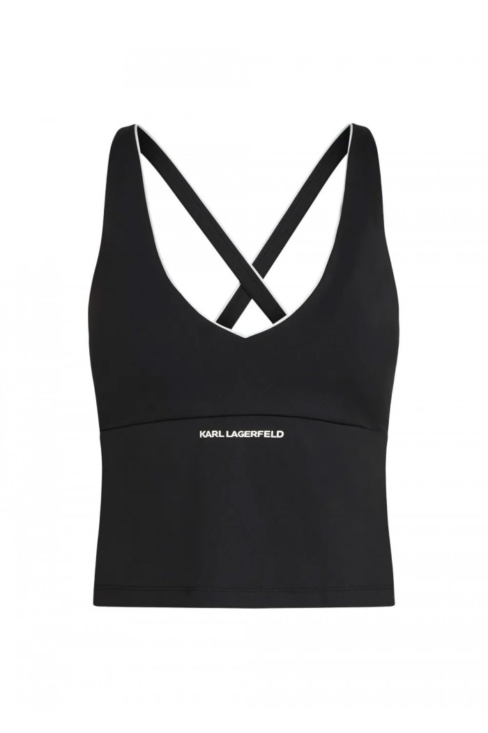 Contrast piping athleisure tank top