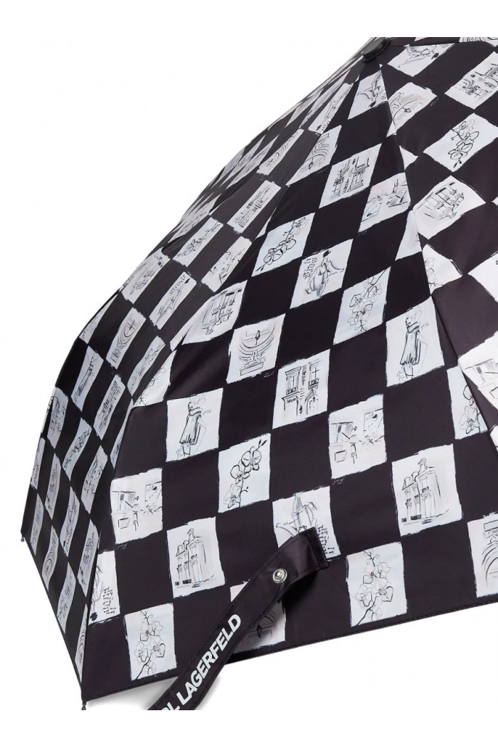 Ballet checkered sketch-print umbrella
