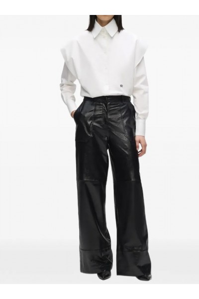 Wide-leg leather pants