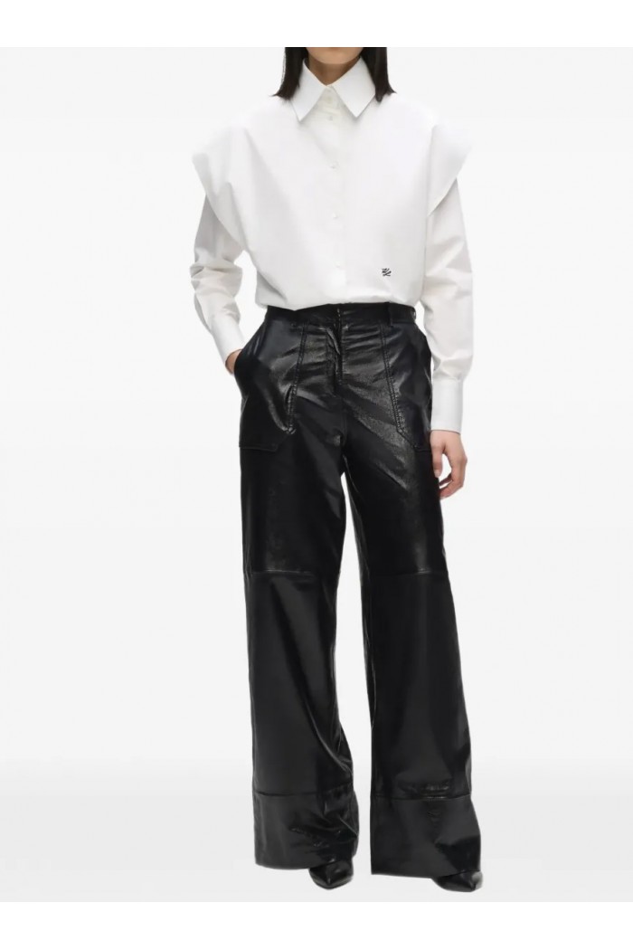 Wide-leg leather pants