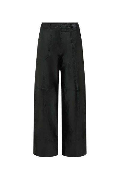 Wide-leg leather pants