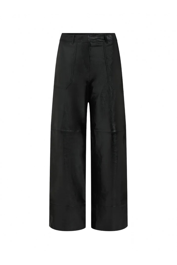 Wide-leg leather pants